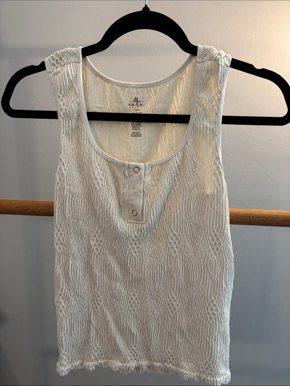 BKE Cream Textured Henley Tank
